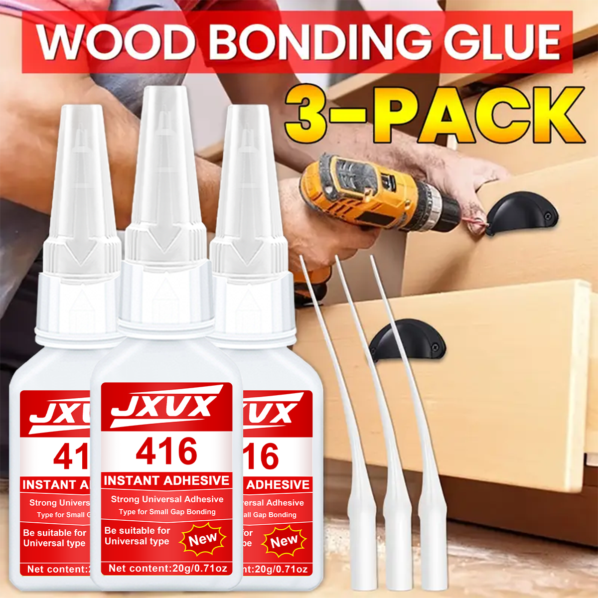 Woodworking Quick Glue - JXVX Accelerated Drying 416 Super Glue,