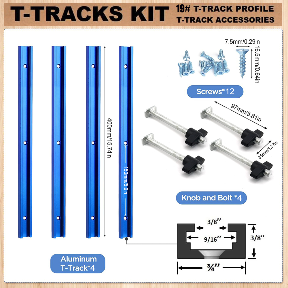 Woodworking Workshop - Woodworking 19# T-track Kit and Accessories