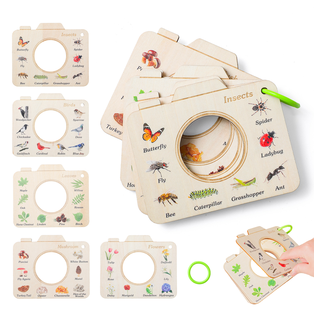 Woodworking Kids Toys - Wooden Camera Shape Nature Cognitive Book
