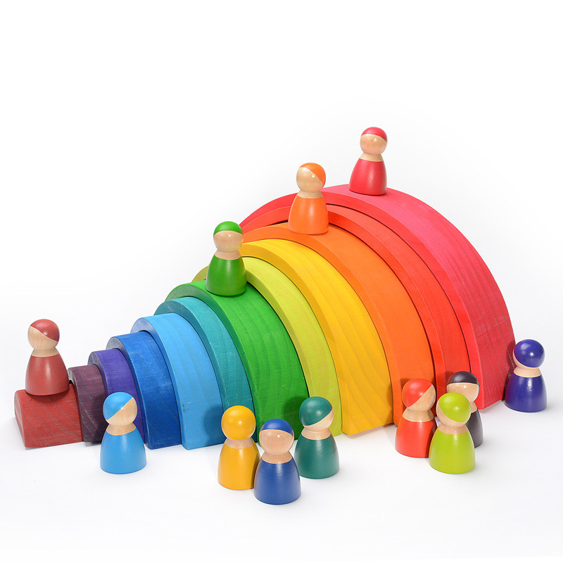 Wooden Rainbow Block Colorful  - Woodworking Kids Toys incelemesi ve fiyatı