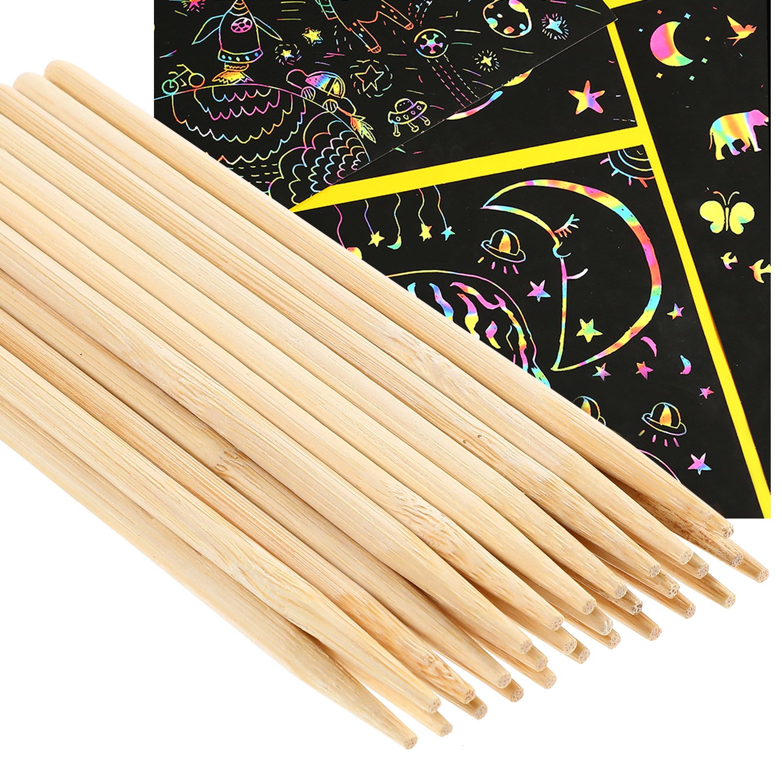 30pcs Scratch Bamboo Pens Wax  - Woodworking Kids Toys incelemesi ve fiyatı